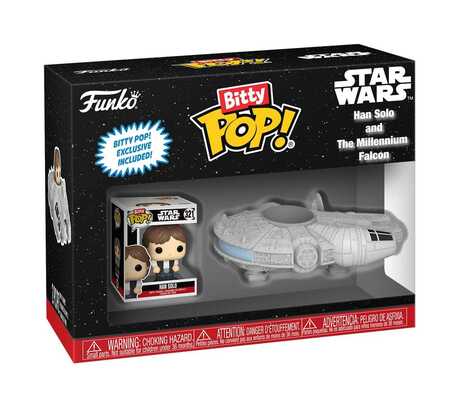 Star Wars Bitty POP! Rides Vinyl figurine Display Han Solo w/Millenium Falcon Funko