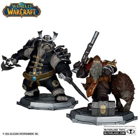 World of Warcraft Pack 2 statuettes PVC 1/12 Dwarf Hunter: Beast Master & Pandaren: Monk (Gold Label) McFarlane Toys