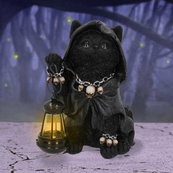 Reapers Feline Lantern Grim Reap Cat statue resine NEMESIS NOW