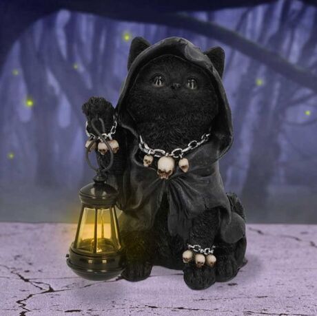Reapers Feline Lantern Grim Reap Cat statue resine NEMESIS NOW