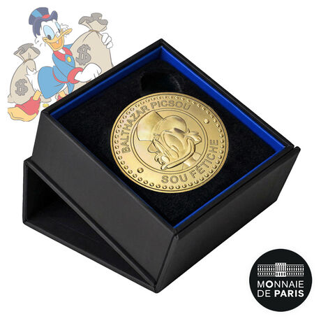 Disney Monnaie De Paris Sou Fetiche Picsou Doré à l'or fin 1953Ex