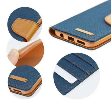 Coque Portefeuille Bleu Canvas iPhone 7 Plus