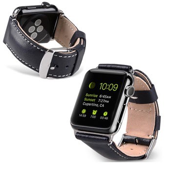 Bracelet Apple Watch 42mm Motif Cuir Crocodile Noir