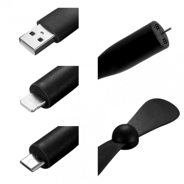 Mini - Ventilateur Lightning / Micro USB Noir