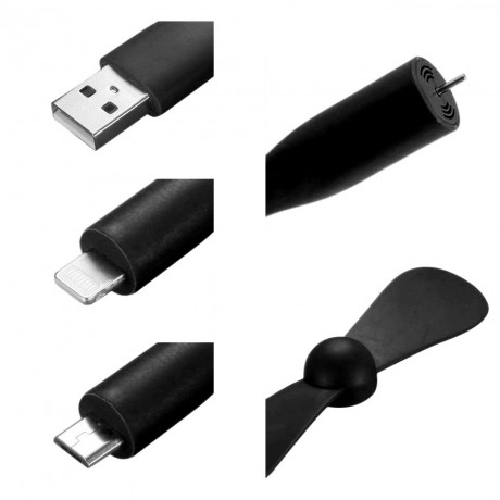 Mini - Ventilateur Lightning / Micro USB Noir