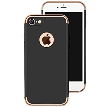 Coque TPU Rigide Noire / Or avec Trou du Logo iPhone 7 / 8