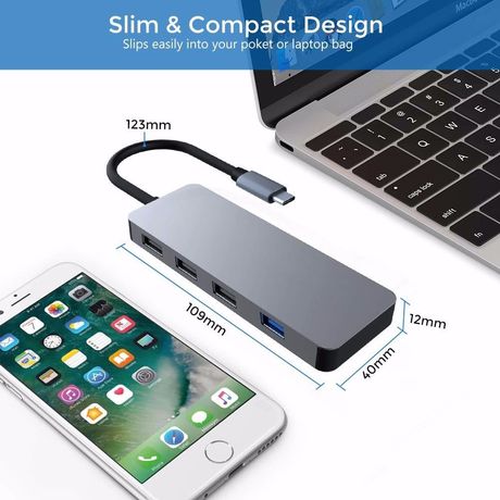 Adaptateur / Hub USB-C vers USB 3.0 / HDMI 2 Ports USB Gris