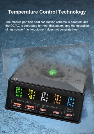 Station de charge USB 160W 5 ports  / Hub de chargeur rapide PD65W USB-C QC3.0