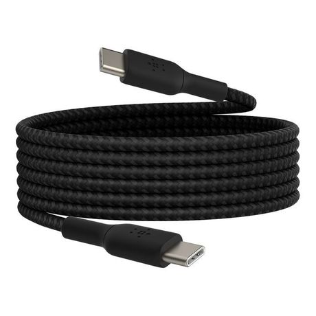 Câble Tressé USB-C vers USB-C 2m (Noir) Belkin