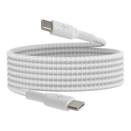 Câble Tressé USB-C vers USB-C 2m (Blanc) Belkin