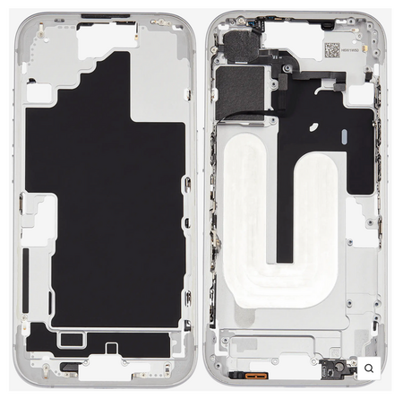 Châssis Central Blanc iPhone 16 Plus Avec Nappe Allumage