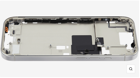Châssis Central Blanc iPhone 16 Pro Avec Nappe Allumage