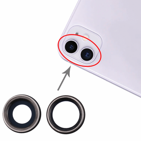 Lentille d'Appareil Photo Arrière avec Châssis pour iPhone 11 (Noir)