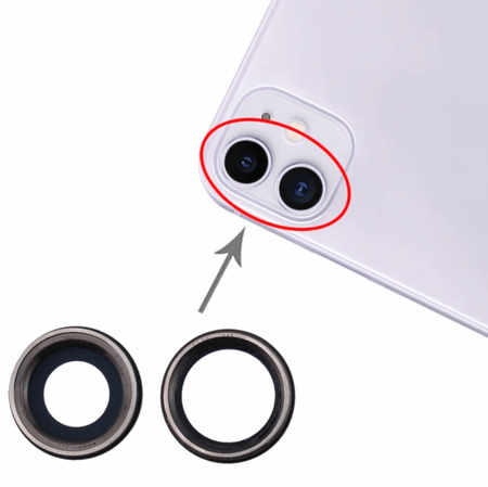 Lentille d'Appareil Photo Arrière avec Châssis pour iPhone 11 (Blanc)