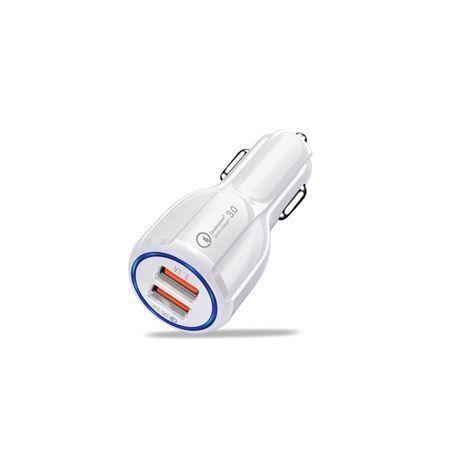 Chargeur Allume-Cigare Double USB 3A avec LED (Blanc)