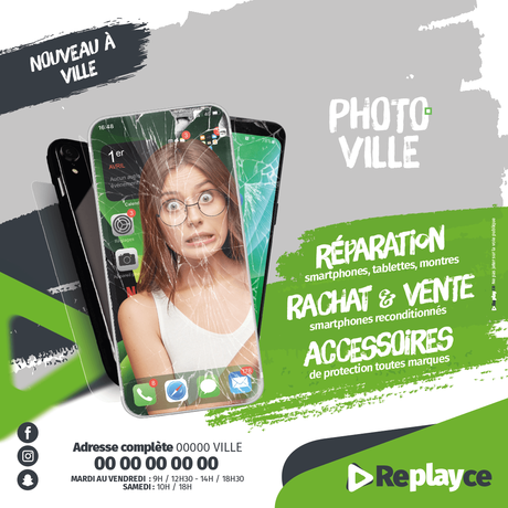 Flyer Carré 15x15cm Ville boutique MyReplayce