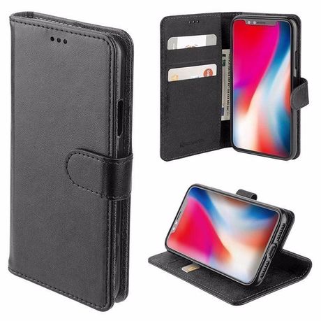 Coque Portefeuille Rabat / Magnétique Cuir Noir iPhone 16 Pro Max