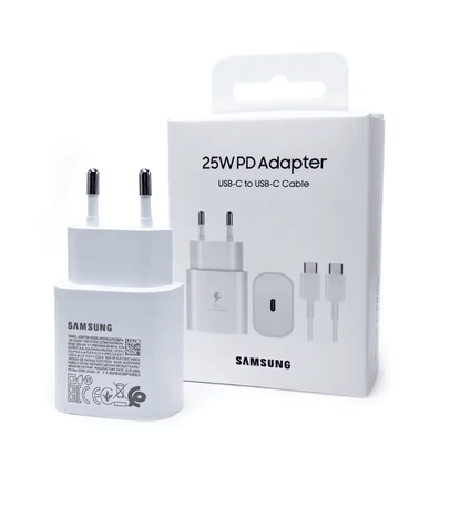 Chargeur Original Samsung EP-T2510XBEGEU Prise 25W + Câble USB-C 3A 1M Blanc