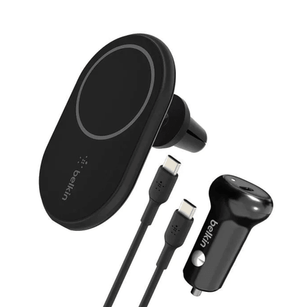 Support Voiture Magsafe Noir 10W Belkin + Chargeur Complet