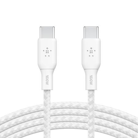 Câble Tressé USB-C vers USB-C 2m (Blanc) Belkin
