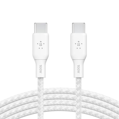 Câble Tressé USB-C vers USB-C 2m (Blanc) Belkin