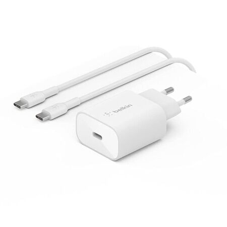 Chargeur Secteur 25W + Câble USB-C vers USB-C 1m (Blanc) Belkin
