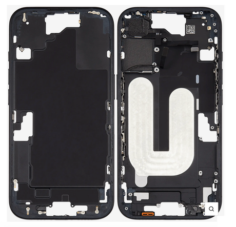 Châssis Central Noir iPhone 16 Avec Nappe Allumage