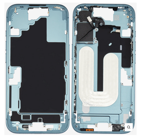 Châssis Central Sarcelle iPhone 16 Avec Nappe Allumage