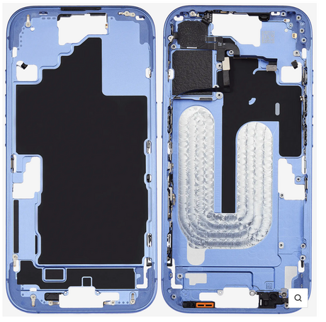 Châssis Central Bleu iPhone 16 Avec Nappe Allumage