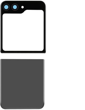 Vitre Arrière Inférieure Complète pour Samsung Galaxy Z Flip5 (Grise, Sans Logo)