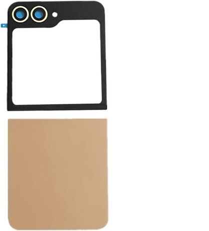 Vitre Arrière Inférieure Complète pour Samsung Galaxy Z Flip5 (Crème, Sans Logo)