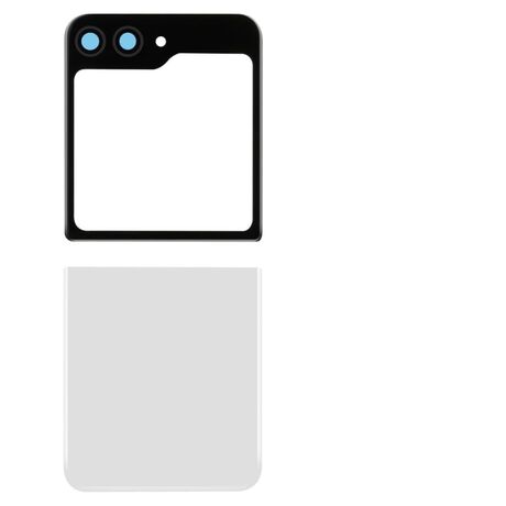 Vitre Arrière Inférieure Complète pour Samsung Galaxy Z Flip5 (Blanche, Sans Logo)
