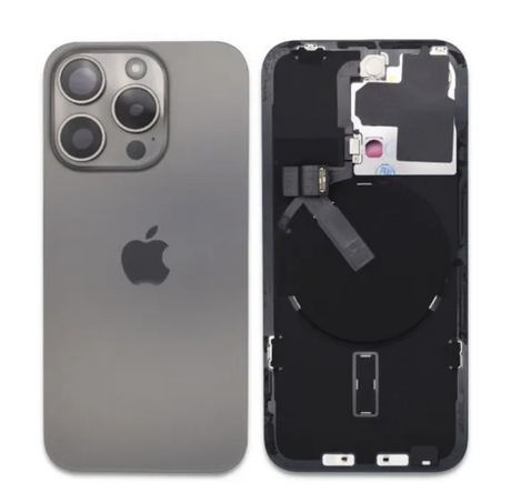 Vitre Arrière / Cache Batterie Pour iPhone 15 Pro Max Titane Naturel (Pulled / Grade A)