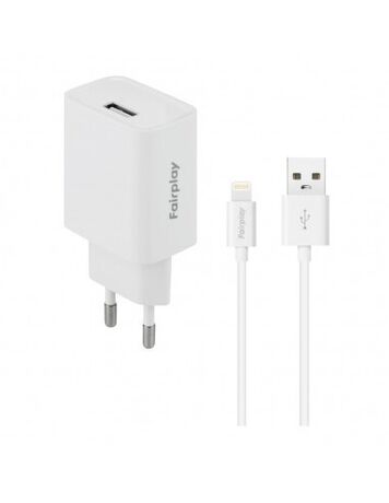 Pack de Charge FAIRPLAY : Adaptateur Secteur 12W + Câble Lightning (Blanc)