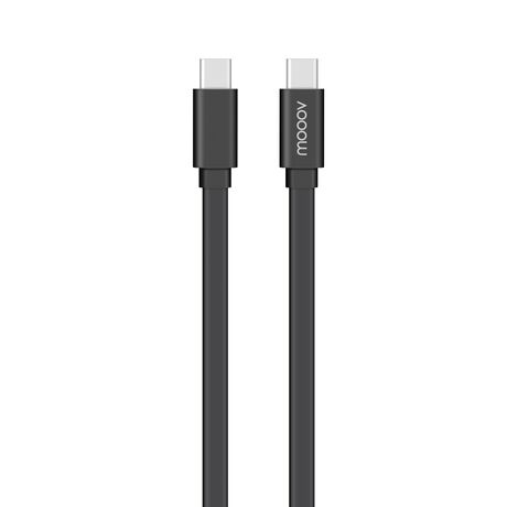 Câble USB-C / USB-C plat 3A 60W 2 m - Noir