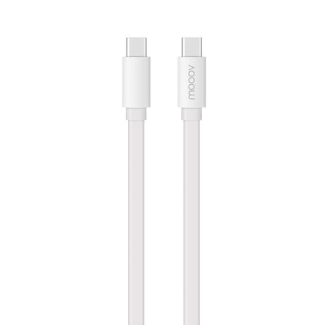Câble USB-C / USB-C plat 3A 60W 2 m - Blanc
