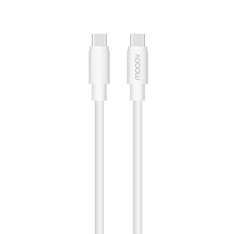 Câble USB-C / USB-C rond 5A 100W 2 m - Blanc