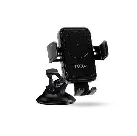Chargeur voiture induction 15W avec support auto-ajustable 3-en-1 - Noir
