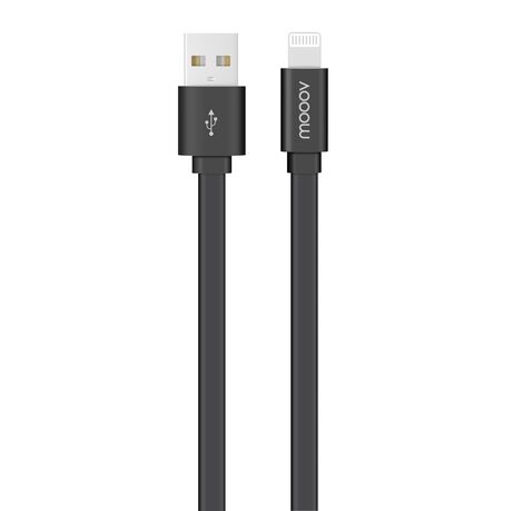 Câble MFI / USB-A plat pour iPhone iPad 1 m - Noir