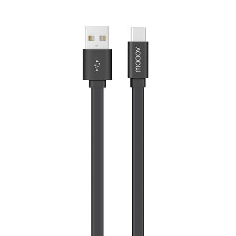 Câble USB-C /USB-A plat 1 m - Noir
