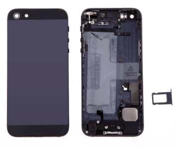 Coque Complète Arrière Assemblée Compatible iPhone 5 noir