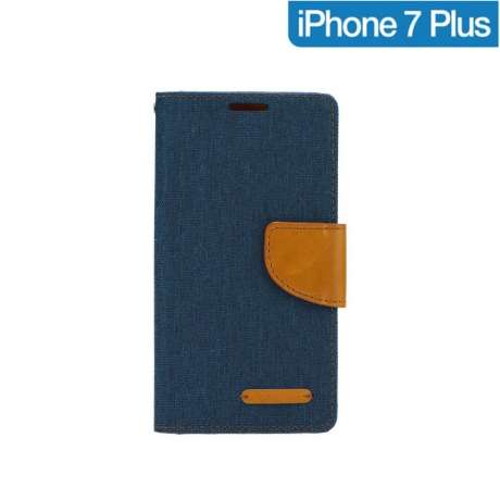 Coque Portefeuille Bleu Canvas iPhone 7 Plus