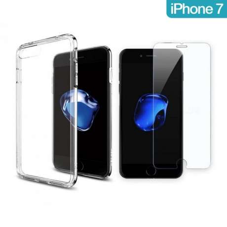 Coque de Protection TPU Transparente + Verre Trempé iPhone 7