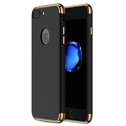 Coque TPU Rigide Noire / Or avec Trou du Logo iPhone 7 / 8
