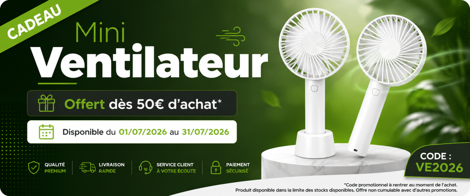Offre Promotionnelle - Ventilateur dès 50€ d'achat