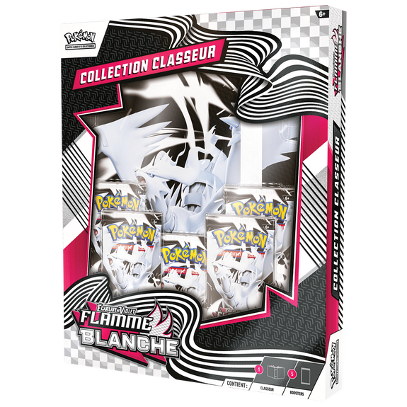 Pokémon : Portfolio (A4) et 5 boosters Flamme Blanche