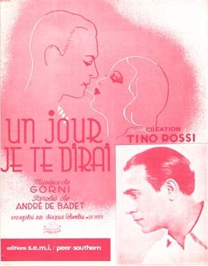 Partition Tino ROSSI Un jour je te dirai (Un Giorno Ti Diro)