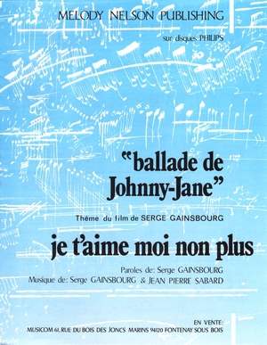 Partition Serge Gainsbourg Ballade de Johnny-Jane