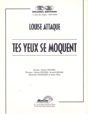 Partition-Louise Attaque-Tes yeux se moquent