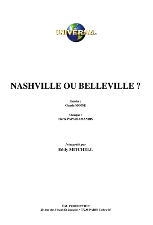 Partition Eddy Mitchell Nashville Ou Belleville